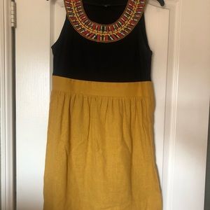 Mustard colorful collar dress